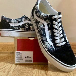 Vans Old Skool Flash Skulls & Flowers Black & Multi Skate Shoes 10.5 M 12 W